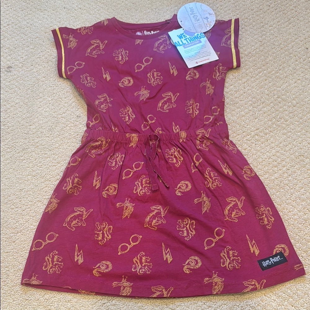 Warner Bros. Harry Potter Red Casual Sundress with Cuffed Short Sleeves